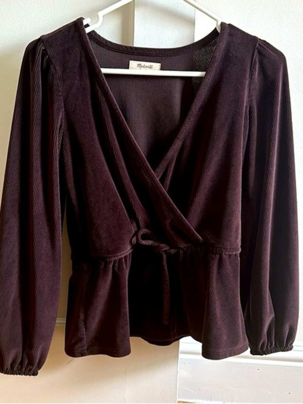 Madewell Velvet Wrap Peplum Top